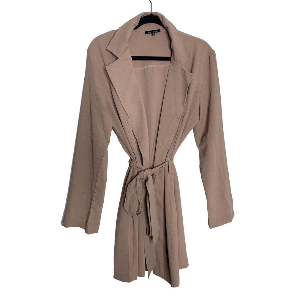 LOVE MAVEN Womens Size XL Jacket Wrap Light Belted Jersey Tan Brown Plus
